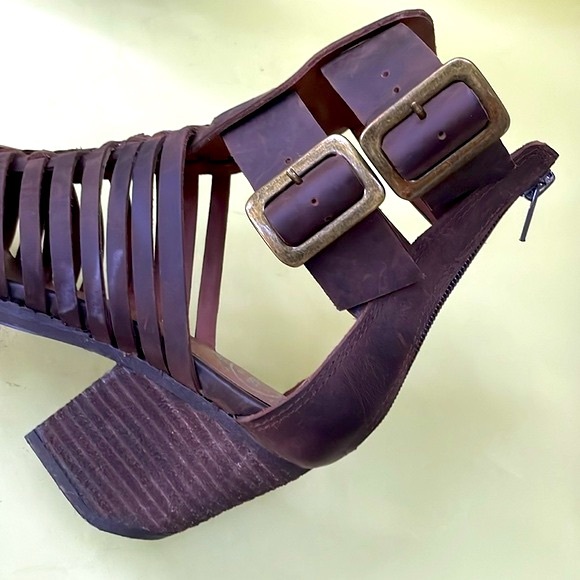 Brown Jeffrey Campbell distressed leather booties - Picture 7 of 16